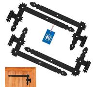 KOTARBAU® 4 x Bisagras angulares, Herraje para contraventanas, puertas y portones, L 600 x 50 mm, 4 Bisagras para contraventanas de madera, 4 x Gozne + Quicio, Negro