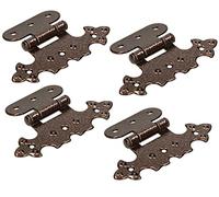 KOTARBAU® 4 x Bisagras para muebles, Bisagra de acero inoxidable, Bisagra de libro para puertas de muebles, Bisagra de doble hoja, Marrón, Conector multiuso, Bisagra para cajas, decorativa, Retro