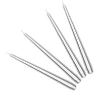 KOTARBAU® 4 x Velas cónicas para candelabro, Velas de cena, Plateado metalizado, Velas de candelabro sin perfume, Velas de decoración, Velas de varilla, Velas largas, brillantes, Velas alargadas, 4 ud
