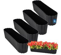 KOTARBAU® 4uds. Maceta - Jardineras Exterior - Macetero - Plástico - 60 x 14 x 13 cm - Antracita - Maceta Rectangular - Jardinera Balcón - Macetero Grande - Decoración Rústica
