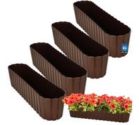 KOTARBAU® 4uds. Maceta - Jardineras Exterior - Macetero - Plástico - 60 x 14 x 13 cm - Marrón - Maceta Rectangular - Jardinera Balcón - Macetero Grande - Decoración Rústica