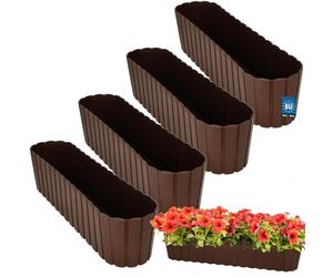 KOTARBAU® 4uds. Maceta - Jardineras Exterior - Macetero - Plástico - 60 x 14 x 13 cm - Marrón - Maceta Rectangular - Jardinera Balcón - Macetero Grande - Decoración Rústica
