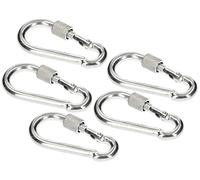 KOTARBAU® 5 x Mosquetón Bombero con Rosca de Seguridad, 50 x 5 mm, Mosquetón de Escalada, Tapón de Rosca, Mosquetón para Cadenas o Cuerdas, Llavero, Cierre de Rosca, 5 Mosquetones