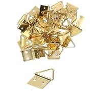 KOTARBAU® 50 x Ganchos para colgar cuadros 8 mm, Colgadores invisibles de marcos, Soporte para colgar cuadros, fotos en la pared, Anclaje triangular plegable, 50 unidades, dorado