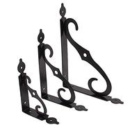 KOTARBAU® Escuadra para estanterías y baldas, 140 x 190 mm, Soporte de acero, Negro, Soporte de esquina, Decorativo, Soporte en L de pared, Ornamental, Base para estantes