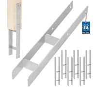KOTARBAU® 6 soportes para postes en H para hormigón, 80 mm/600 mm, anclajes en H de acero galvanizado plateado, anclaje para postes, zapatos con anclaje de hormigón, soporte de acero, anclaje de acero
