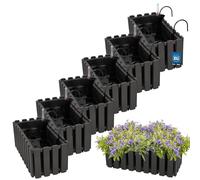 KOTARBAU® 6 uds Maceta - Jardinera Exterior - Macetero Autorriego - Macetas Plástico - 38x18x16cm - Gris - Maceta Colgante - Jardinera Balcon - Macetas para Colgar