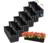 KOTARBAU® 6 uds Maceta - Jardinera Exterior - Macetero Autorriego - Macetas Plástico - 58 x 18 x 16 cm - Gris - Maceta Colgante - Jardinera Balcon - Macetas para Colgar