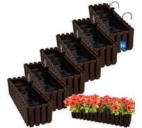KOTARBAU® 6 uds Maceta - Jardinera Exterior - Macetero Autorriego - Macetas Plástico - 58 x 18 x 16 cm - Marrón - Maceta Colgante - Jardinera Balcon - Macetas para Colgar