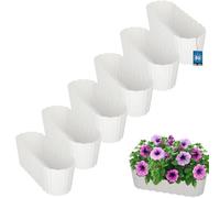 KOTARBAU® 6 uds. Maceta - Jardineras Exterior - Macetero - Plástico - 40 x 13 x 13 cm - Blanco - Maceta Rectangular - Jardinera Balcón - Macetero Grande - Decoración Rústica