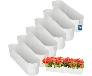 KOTARBAU® 6 uds. Maceta - Jardineras Exterior - Macetero - Plástico - 60 x 14 x 13 cm - Blanco - Maceta Rectangular - Jardinera Balcón - Macetero Grande - Decoración Rústica