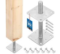 KOTARBAU® 6 uds. Soporte para Poste - Acero Galvanizado - 110 x 110 x 250 mm - M24 - Plata - Pie de Pilar - Regulable en Altura - Anclaje para Poste - Sujeción Galvanizada - Anclajes Madera