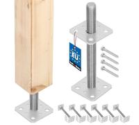 KOTARBAU® 6 uds. Soporte para Poste - Acero Galvanizado - 80 x 80 x 250 mm - M24 - Plata - Pie de Pilar - Regulable en Altura - Anclaje para Poste - Sujeción Galvanizada - Anclajes Madera