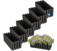 KOTARBAU® 6 Unidades Maceta - Jardineras Exterior - Plástico - 38 x 18 x 16 cm - Gris - Jardinera Rectangular - Macetero - Maceta Exterior - Jardinera Balcón