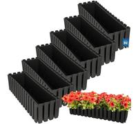 KOTARBAU® 6 Unidades Maceta - Jardineras Exterior - Plástico - 58 x 18 x 16 cm - Gris - Jardinera Rectangular - Macetero - Maceta Exterior - Jardinera Balcón