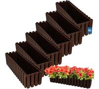 KOTARBAU® 6 Unidades Maceta - Jardineras Exterior - Plástico - 58 x 18 x 16 cm - Marrón - Jardinera Rectangular - Macetero - Maceta Exterior - Jardinera Balcón