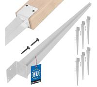 KOTARBAU® 6 Unidades Soporte para Poste de Madera - 500 mm - Acero Galvanizado - 50 x 60 mm - Plata - Soporte para Clavar en Tierra - Base Para Poste De Madera - Resistente a la Corrosión