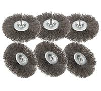 KOTARBAU® 6 x Cepillos de disco de alambre 150 mm, Cepillo para metales y piedra para limpiar y eliminar el óxido, pintura, Cepillo metálico para taladro, Cerdas onduladas, Vástago redondo 6mm, 6 ud