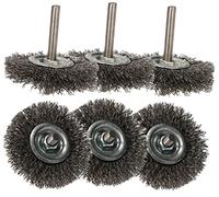 KOTARBAU® 6 x Cepillos de Disco de Alambre 60 mm, Cepillo para Metales y Piedra para Limpiar y Eliminar el óxido, Pintura, Cepillo metálico para Taladro, Cerdas onduladas, Vástago Redondo 6mm, 6 ud