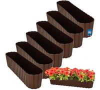 KOTARBAU® 6uds. Maceta - Jardineras Exterior - Macetero - Plástico - 60 x 14 x 13 cm - Marrón - Maceta Rectangular - Jardinera Balcón - Macetero Grande - Decoración Rústica