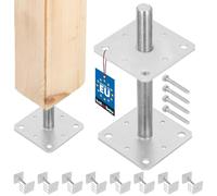 KOTARBAU® 8 uds. Soporte para Poste - Acero Galvanizado - 160 x 160 x 250 mm - M24 - Plata - Pie de Pilar - Regulable en Altura - Anclaje para Poste - Sujeción Galvanizada - Anclajes Madera