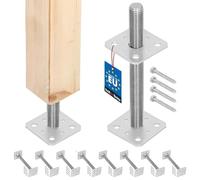 KOTARBAU® 8 uds. Soporte para Poste - Acero Galvanizado - 80 x 80 x 250 mm - M24 - Plata - Pie de Pilar - Regulable en Altura - Anclaje para Poste - Sujeción Galvanizada - Anclajes Madera