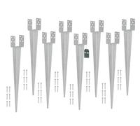 KOTARBAU® 8 uds. Soporte Poste Madera - 0-120 mm - Acero Galvanizado - 70 cm - Plata - Soporte para Poste Regulable - Anclaje para Enterrar - Pie de Pilar