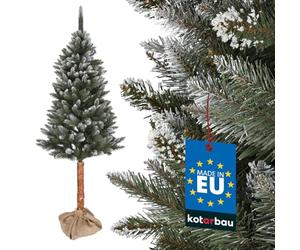 KOTARBAU® Árbol de Navidad artificial de 180 cm, abeto de diamante en un tronco de madera, con soporte de plástico, árbol de Navidad artificial