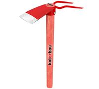 KOTARBAU® Azada corta de 105 x 78 mm, 2 dientes de 105 mm, con mango, 34 cm, azada de jardín, herramienta para trasplantar, deshierbe, cuidado del jardín