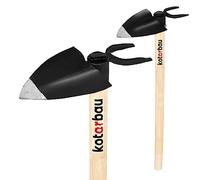 KOTARBAU® Azada de jardín Herzblatt 105 x 110 mm, 2 dientes con mango, 60 cm, azada combinada para malas hierbas, herramienta de jardín para trasplantar, deshierbe, cuidado del jardín