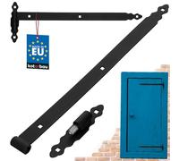 KOTARBAU® Banda de carga con abultamientos de 600 mm de acero pulverizado con rodamiento de bolas, bisagra negra, izquierda y derecha, para puerta de madera