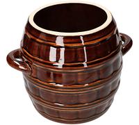 KOTARBAU® Barril de gres 2,5 L, Marrón, Mediano, Jarrón de Barro, Recipiente de cerámica con Asas, Olla de Cocina para fermentación, Tarro para chucrut, keemchi, Apto para Horno y lavavajillas