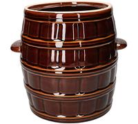 KOTARBAU® Barril de gres 8 L, Marrón, Jarrón de Barro, Recipiente de cerámica con Asas, Olla de Cocina para fermentación, Tarro para fermentar chucrut, Kimchi, Apto para Horno y lavavajillas