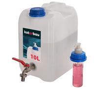 KOTARBAU Bidón de agua con grifo, depósito de agua de 10 l con dispensador de jabón, color blanco, depósito de agua con dispensador, bidón de agua potable, bidón de plástico, depósito de agua, camping