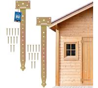 KOTARBAU Bisagra de 400 mm, 2 unidades, bisagra de puerta, bisagra de puerta, herraje de construcción, herrajes para puerta de jardín, trampa galvanizada, color dorado