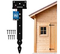 KOTARBAU® Bisagra de puerta en T 300mm, Acero, Negra, Herraje para puertas de jardín de madera, Bisagra apaisada para Cobertizo Granero, Bisagra decorativa para puerta abatible, Recubrimiento en polvo