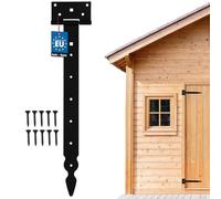 KOTARBAU® Bisagra de puerta en T 400mm, Acero, Negra, Herraje para puertas de jardín de madera, Bisagra apaisada para Cobertizo Granero, Bisagra decorativa para puerta abatible, Recubrimiento en polvo