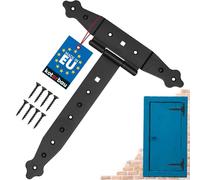 KOTARBAU® Bisagras de puerta en T 250 mm, Bisagra de acero inoxidable negra, Herraje para puertas de jardín, cobertizo, granero, Bisagra para puertas abatibles, Estilo rústico, Bisagra decorativa