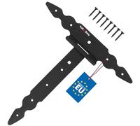KOTARBAU® Bisagras en T negras L: 250 mm, colgador en cruz, acero pulverizado, bisagra para puerta de jardín, bisagra de puerta de madera, bisagra de puerta de carga pesada, herrajes, puerta de jardín