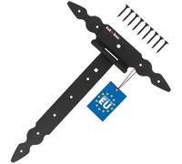 KOTARBAU® Bisagras en T negras L: 300 mm Cruz de acero recubierto de polvo para puerta de jardín, bisagra de puerta de madera, bisagra de puerta de carga pesada, herrajes, puerta de jardín, bisagras
