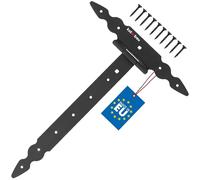 KOTARBAU® Bisagras en T negras L: 350 mm, colgador en cruz, acero pulverizado, bisagra para puerta de jardín, bisagra de puerta de madera, bisagra de puerta de carga pesada, herrajes, puerta de jardín