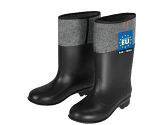KOTARBAU® Botas de Agua con Fieltro, Talla 39 EU, Unisex, Botas de Goma, Impermeables, Botas de Lluvia, Negro + Gris, Zapatos de Trabajo, de Campo, Fuerte Agarre de Suela