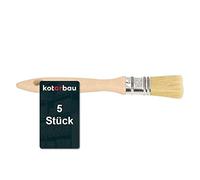 KOTARBAU® Brocha Plana con Mango de Madera, 25 mm, 5 Unidades, Pincel para barnizar, esmaltar, Brocha para aplicar lacas, aceites, Pinturas, Brocha con cerdas Resistentes, Acabado Suave y Uniforme