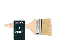 KOTARBAU® Brocha plana con mango de madera, 90 mm; 5 UNIDADES, Pincel para barnizar, esmaltar, Brocha para aplicar lacas, aceites, pinturas, Brocha con cerdas resistentes, Acabado suave y uniforme
