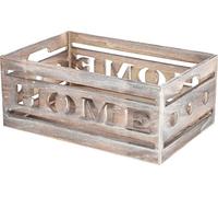 KOTARBAU® Caja de madera con recortes decorativos, 27 x 17,5 x 11 cm, Tamaño pequeño, Caja de almacenamiento, Diseño de letras HOME, Rústica, Madera frotada, Vintage