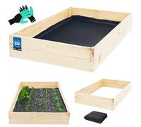 KOTARBAU® Cama Alta De Madera Para Plantas 140x80x18 Cm, Jardineras De Madera, Color Natural, Camas Altas Para Hierbas, Macetas Grandes, Camas Para Cultivar, Cultivo De Jardín, Terraza, Exterior