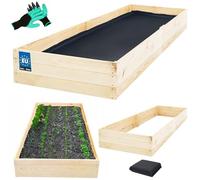 KOTARBAU® Cama de jardín de madera de profundidad 240x100x27cm Jardineras de color natural, camas elevadas, jardineras para hierbas, macetas grandes, camas para cultivar, camas elevadas para el jardín