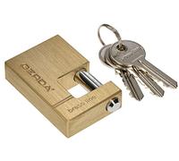 KOTARBAU® Candado de latón rectangular 65 mm, Candado de alta seguridad, Candado con 3 llaves con cuerpo de latón y barra de acero cromado, Candado de llave, Candado resistente antirobo, Monoblock