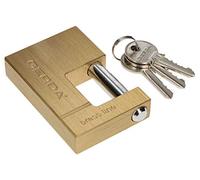 KOTARBAU® Candado de latón rectangular 90 mm, Candado de alta seguridad, Candado con 3 llaves con cuerpo de latón y barra de acero cromado, Candado de llave, Candado resistente antirobo, Monoblock