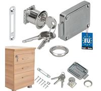 KOTARBAU® Cerradura ajustable para muebles de 15-40 mm, con tornillo izquierdo/derecho, con 3 llaves, cilindro niquelado, color plateado